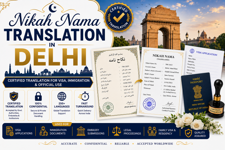 Nikah Nama Translation in Delhi